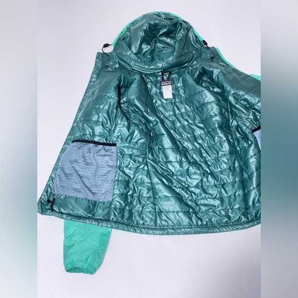 Patagonia Micro Puff Hooded Jacket Teal Green Grid 83986 outdoor small s - Picture 10 of 15